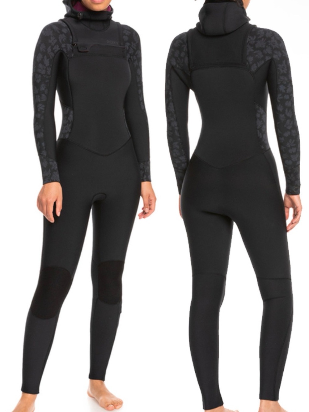NEW Roxy Women's Long Sleeve Wetsuit Hooded Full Body 5/4/3 Black swell series 6